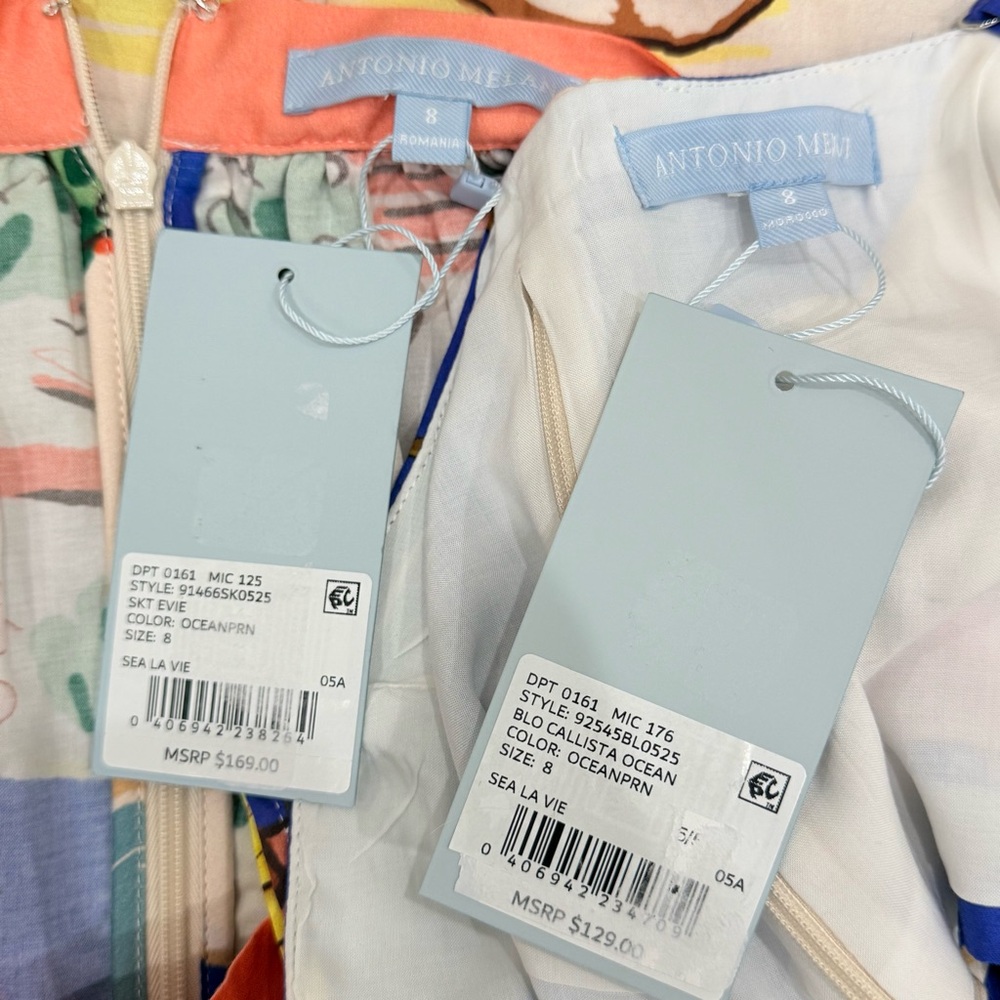 Antonio Melani NWT Evie Callista Ocean Blue Print Sleeveless Maxi Skirt Set $298 - Picture 15 of 16